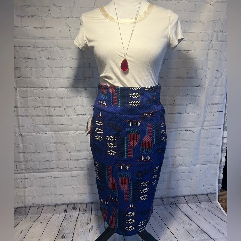 Lularoe Cassie Feather Aztec Tribal Print Pencil Skirt Women’s Size S